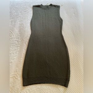 Francesca's Nubby Knit Sweater Dress High-Neck Sleeveless Olive Green M NWT